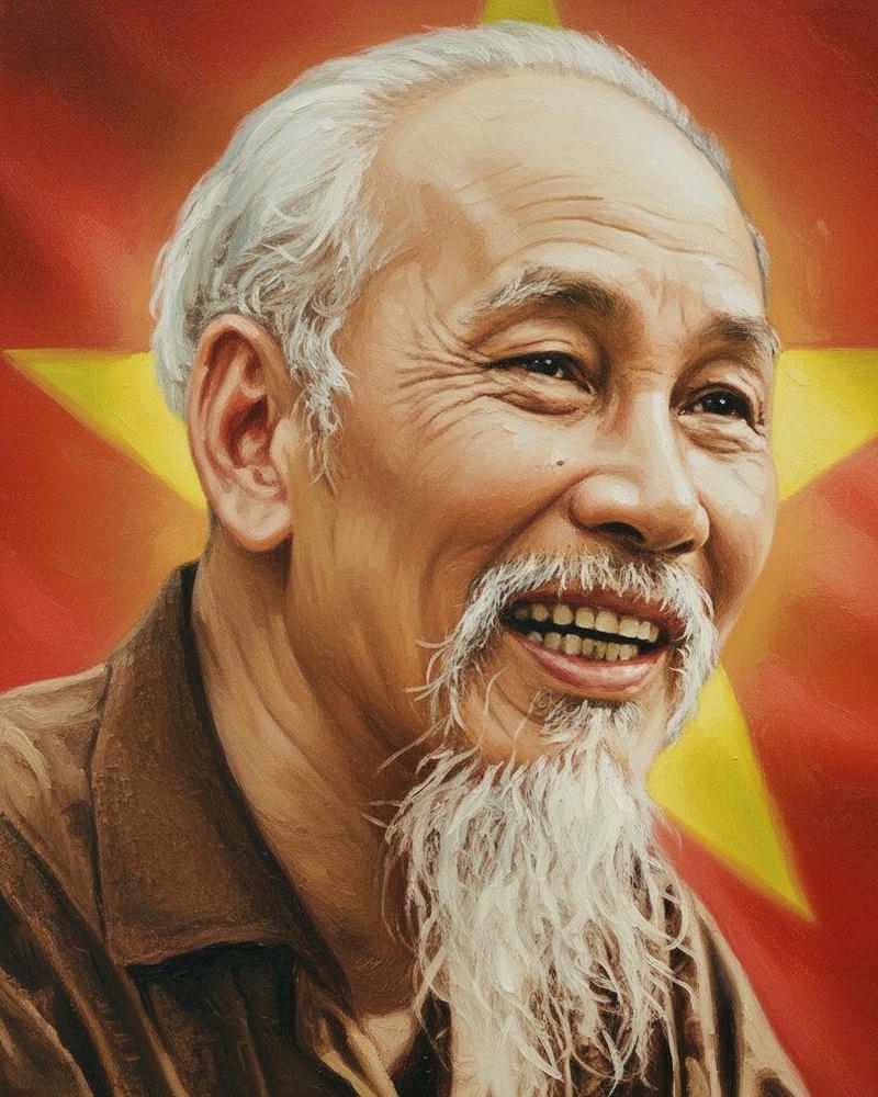 Ảnh Bác Hồ mang thần thái trang trọng điềm đạm