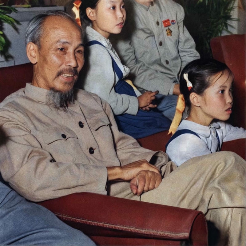 Ảnh Hồ Chí Minh với diện mạo điềm tĩnh nhân hậu