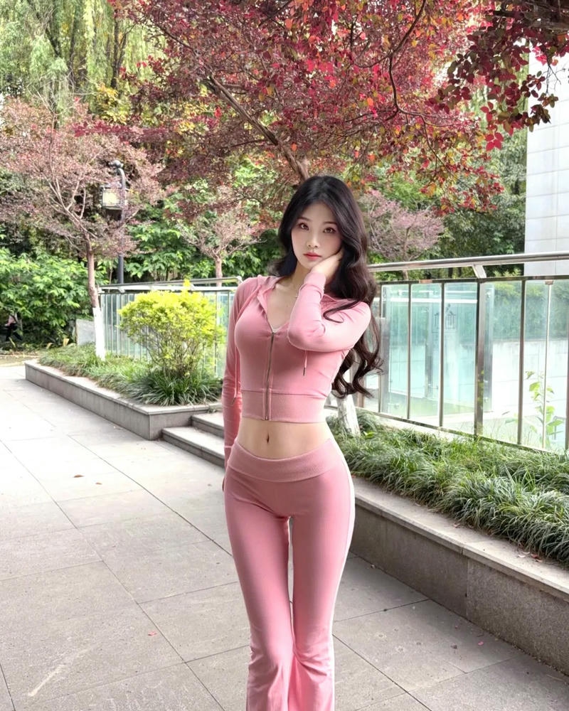 Gái xinh mặc pinky với gương mặt cân đối hài hòa
