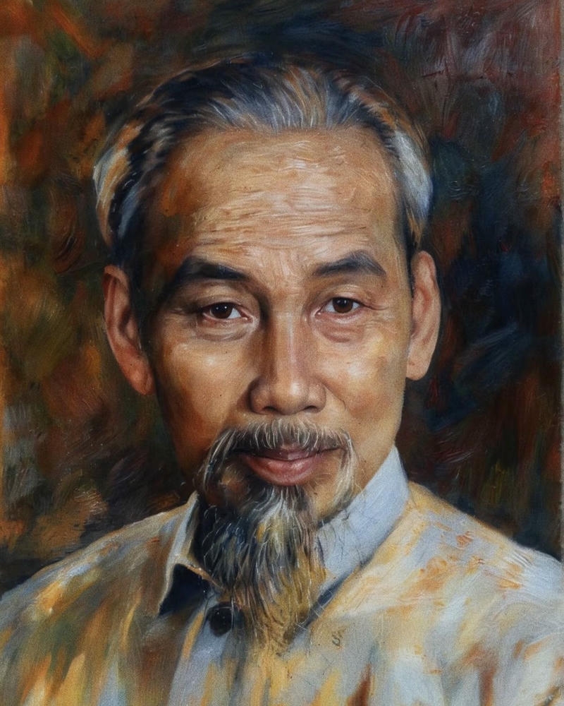 Hình Chủ tịch Hồ Chí Minh với vẻ ngoài giản dị