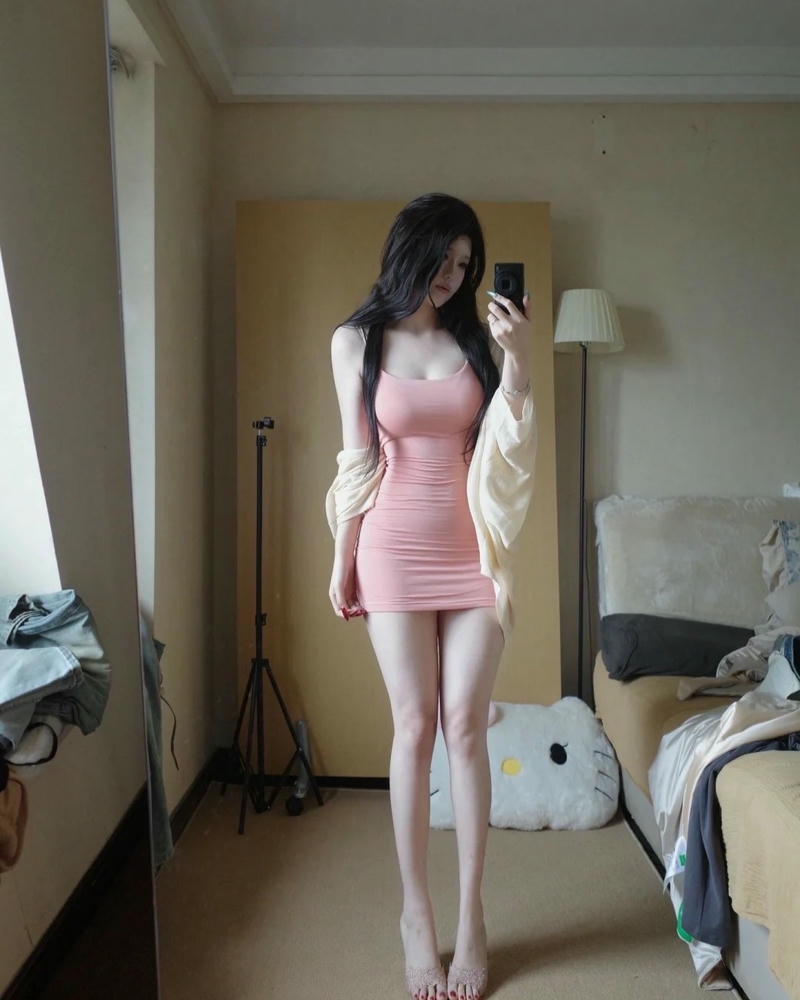 Người đẹp mặc pinky sở hữu gương mặt thanh tú