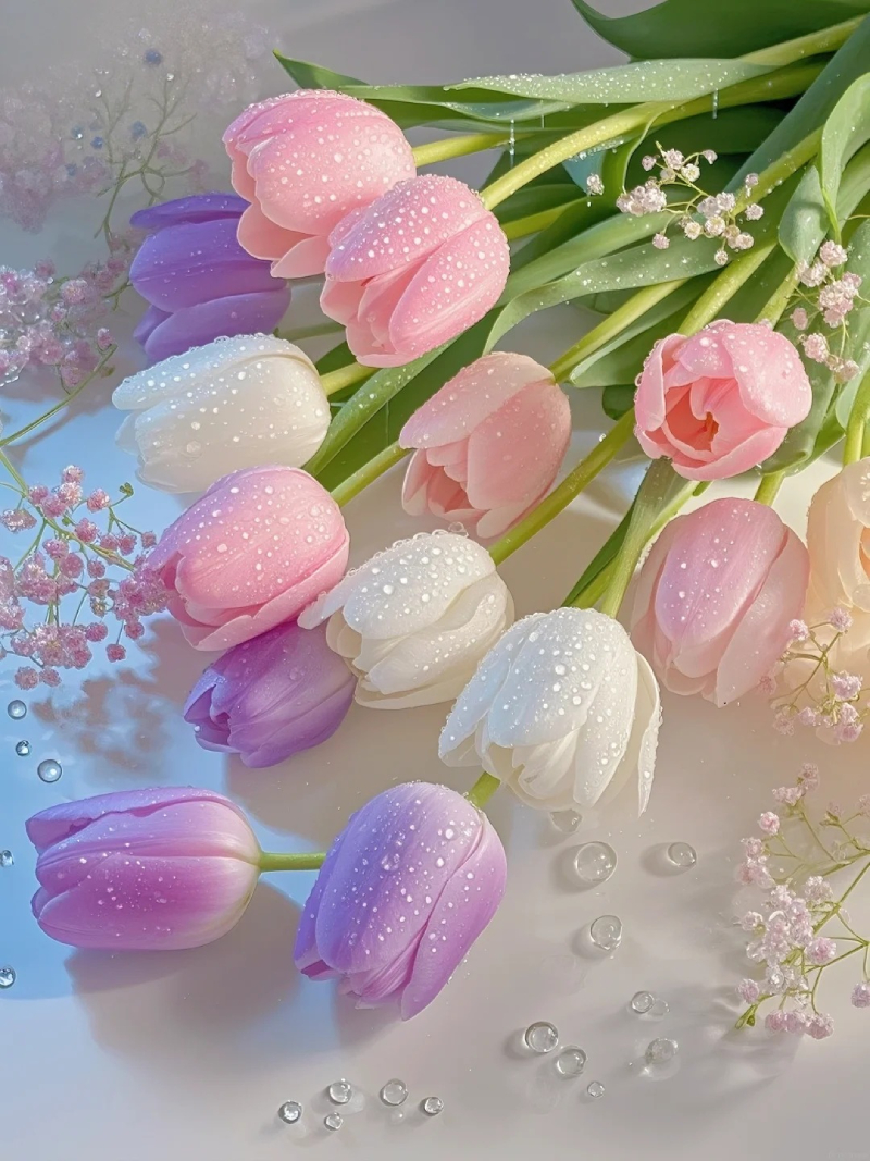 hoa tulip nhiều màu trong vườn