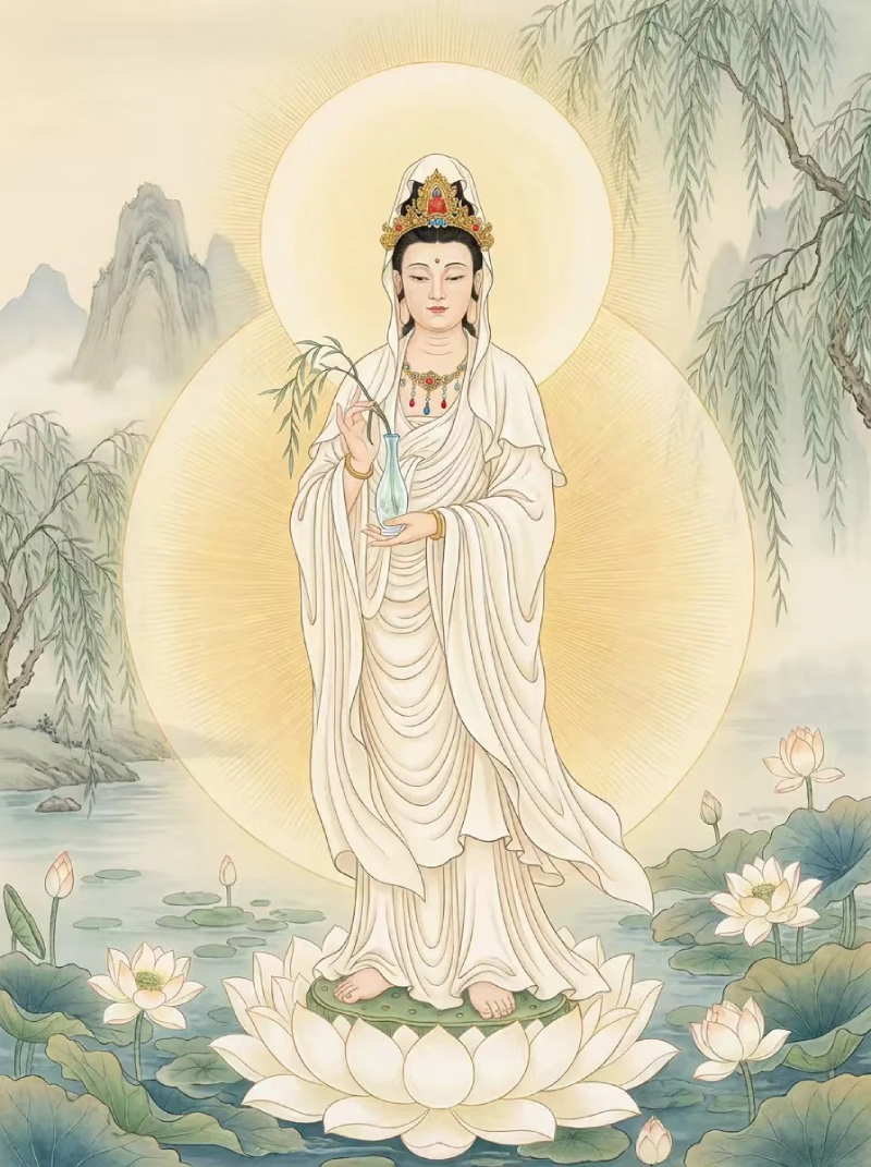 hình Quan Âm Bồ Tát cầm cành dương liễu