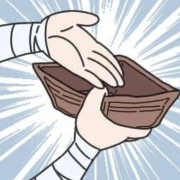 hình meme hết tiền