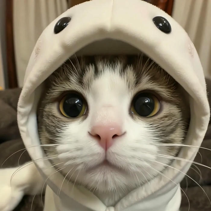 Ảnh meme mèo thể hiện ánh nhìn ngơ ngác đáng yêu