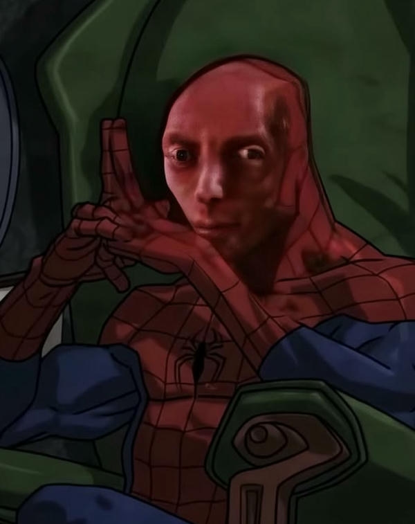 Meme người nhện thể hiện nét mặt ngơ ngác