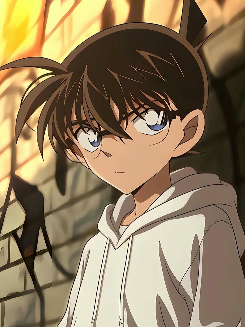 Shinichi Kudo quay lại nhìn dưới ánh nắng chiều tà rực rỡ ấm áp