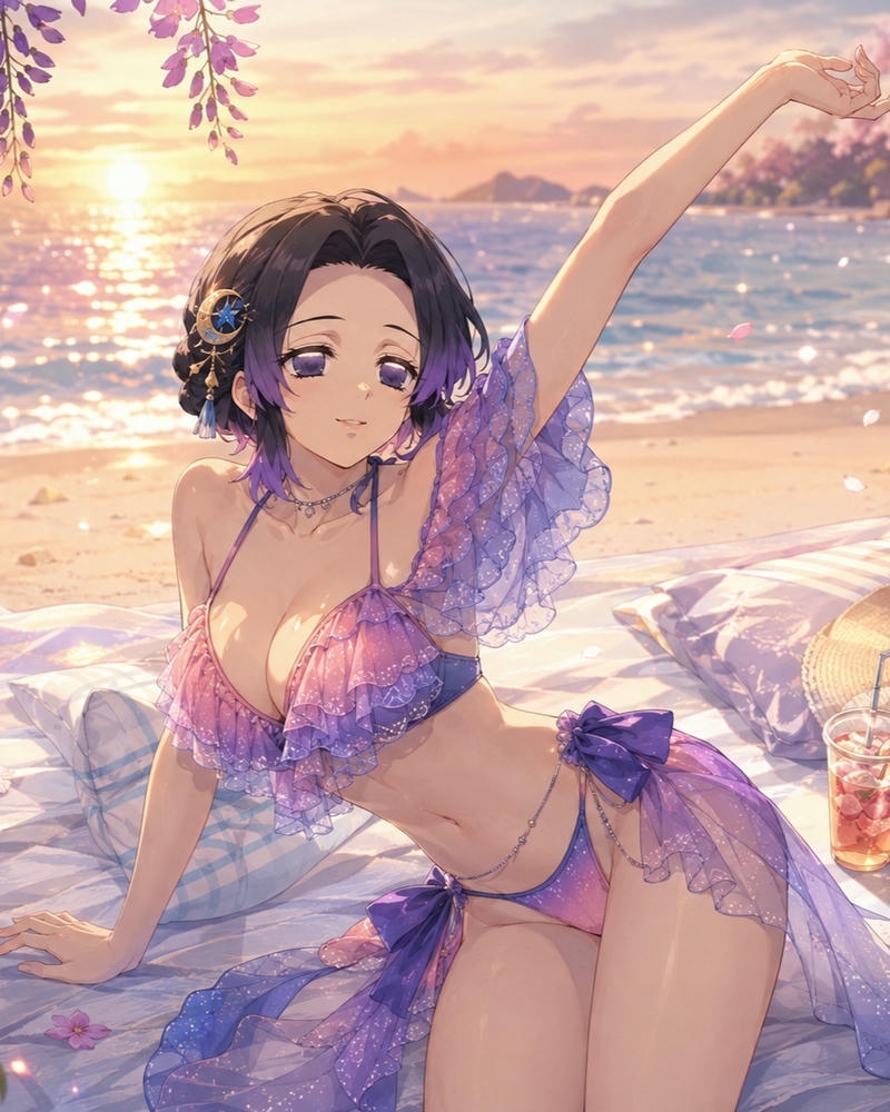 Shinobu sexy với mái tóc mềm mại cùng thần thái duyên dáng