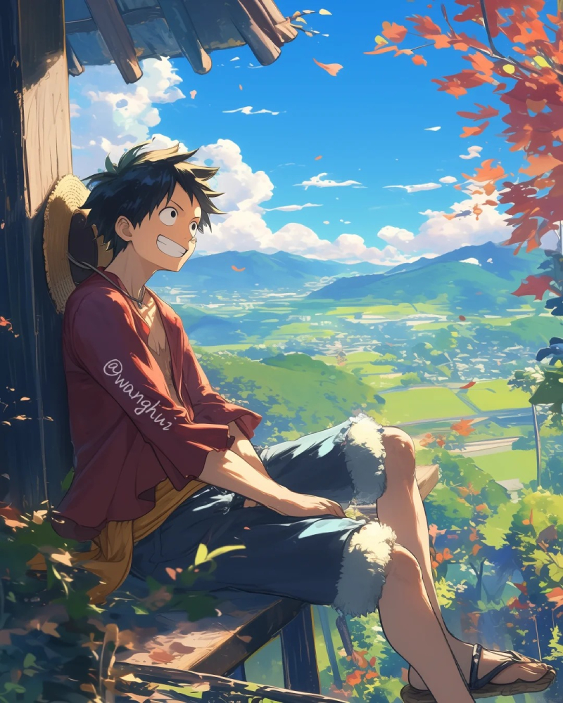 ảnh Luffy đội mũ rơm