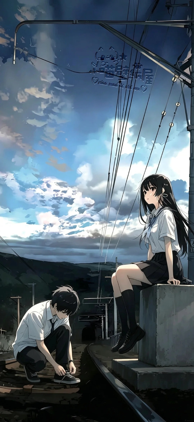 ảnh hình nền anime dưới bầu trời đêm