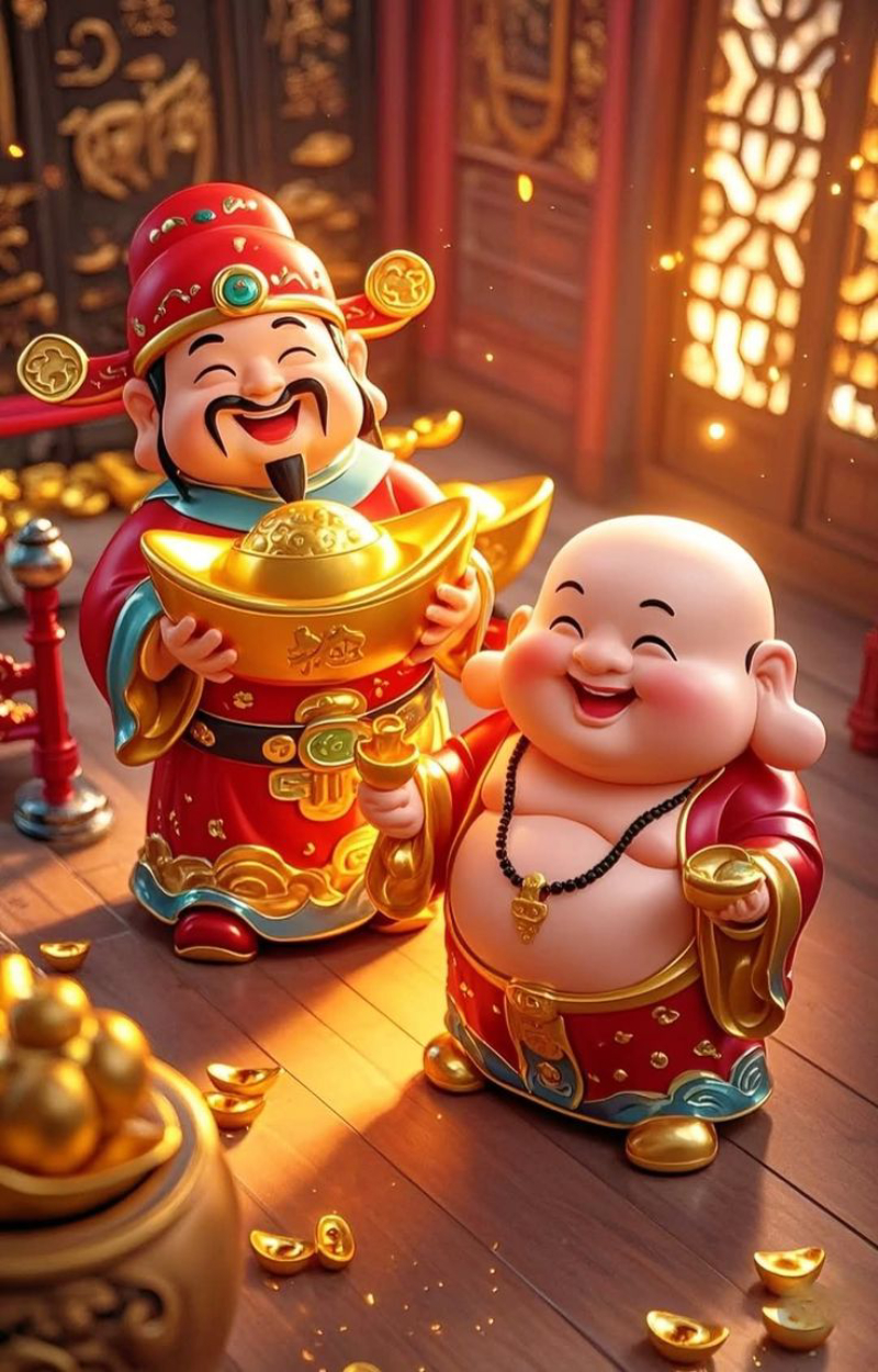 ảnh ông Thần Tài cười vui vẻ