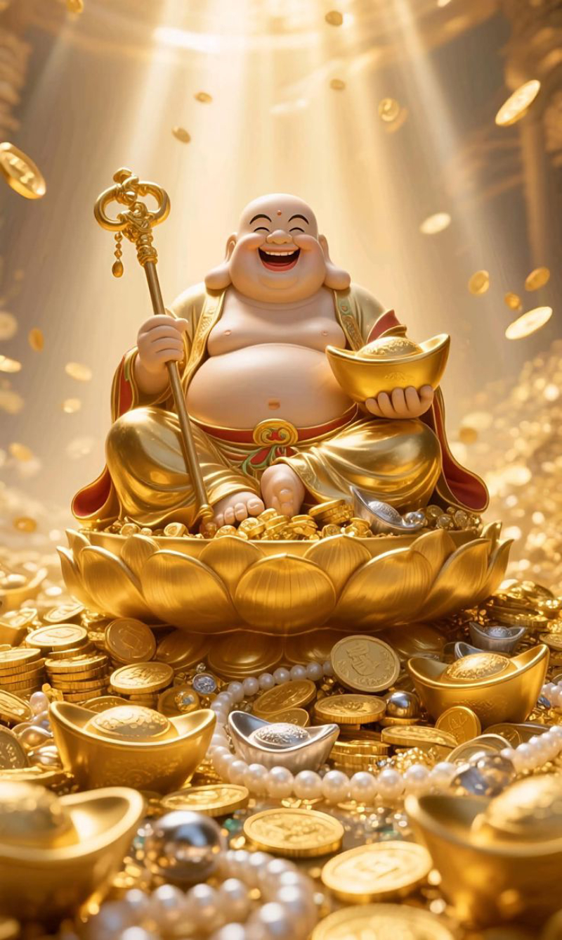 ảnh thần tài cầm vàng tài lộc