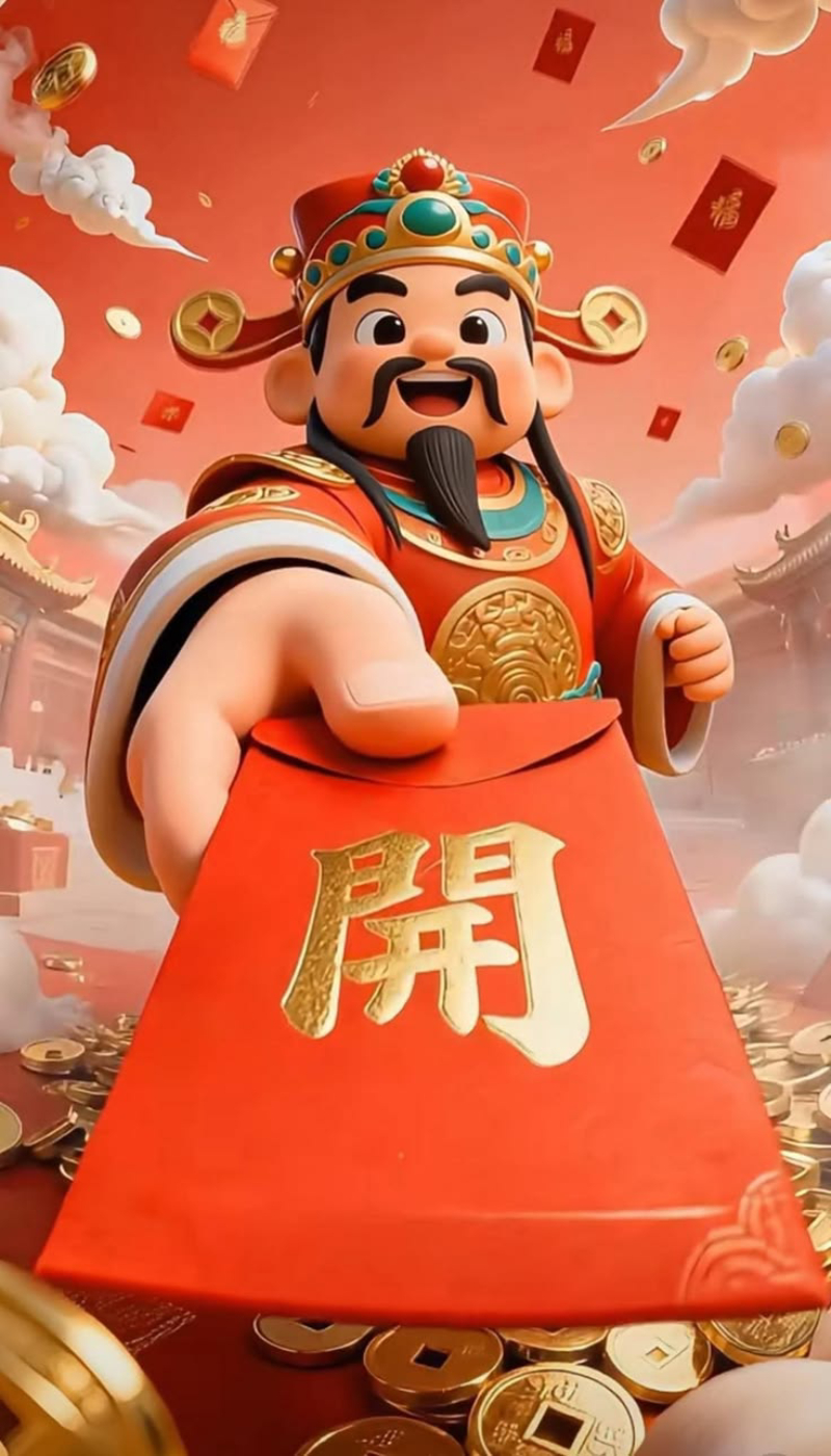 ảnh thần tài đỏ vàng nổi bật