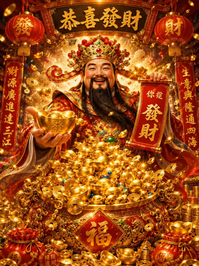 ảnh thần tài đón tài lộc