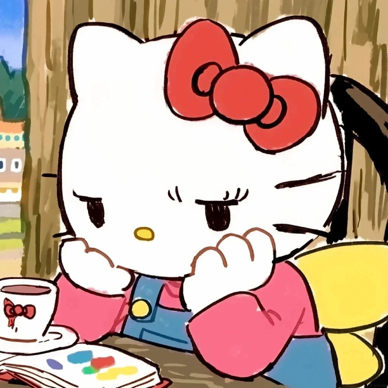 hình Hello Kitty aesthetic nhẹ nhàng ảnh mèo trắng với chiếc nơ hồng