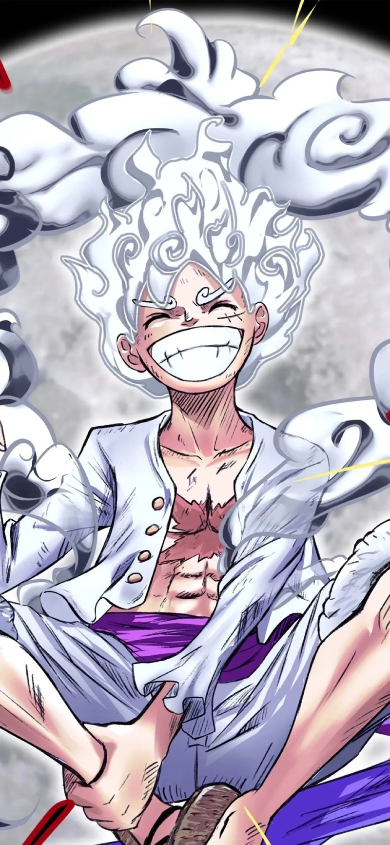 hình ảnh Luffy Gear 5 đang chiến đấu