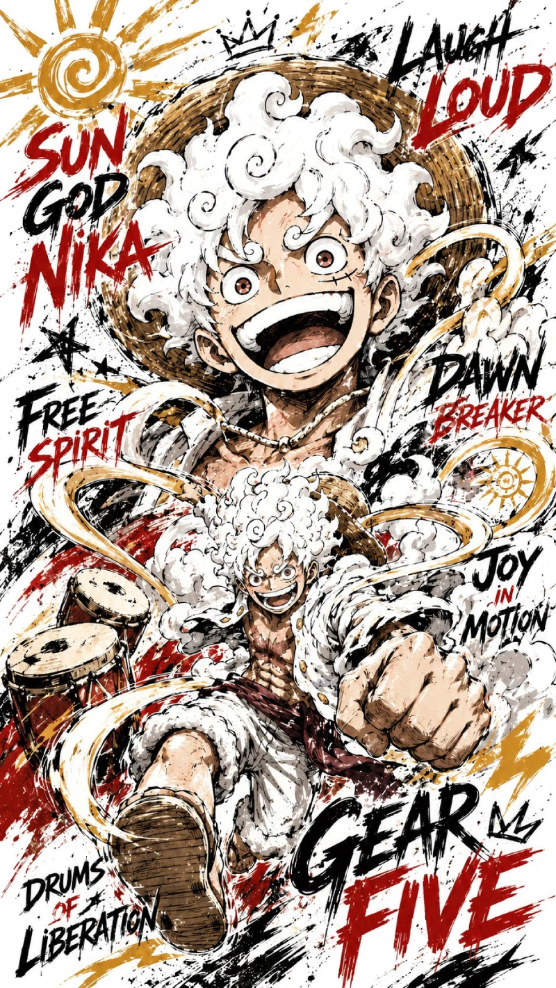 hình ảnh Luffy Gear 5 làm hình nền