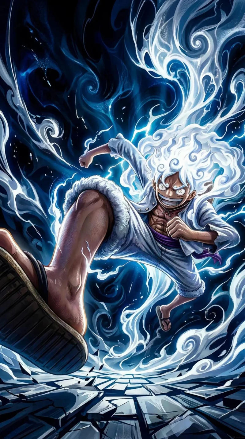 hình ảnh Luffy Gear 5 phong cách anime