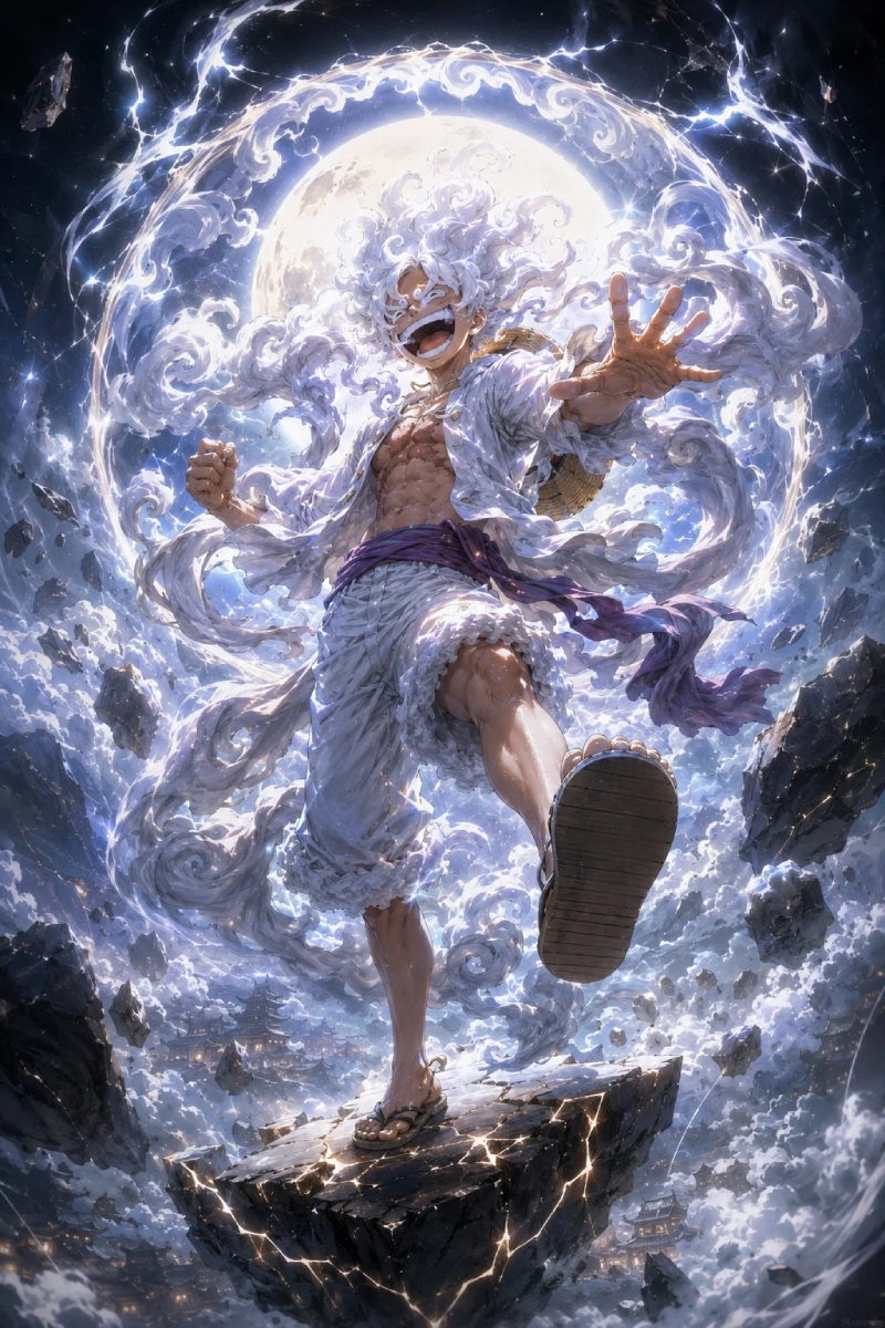 hình ảnh Luffy Gear 5 phong cách cool ngầu