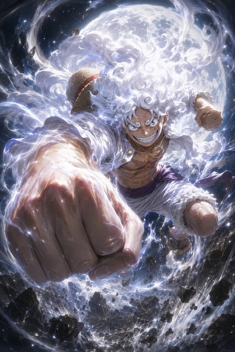 hình ảnh Luffy Gear 5 với hiệu ứng đặc biệt