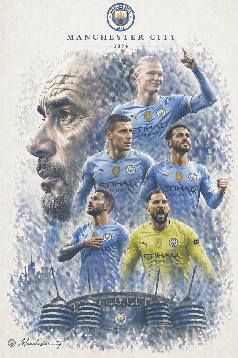 hình nền Man City màu xanh đặc trưng