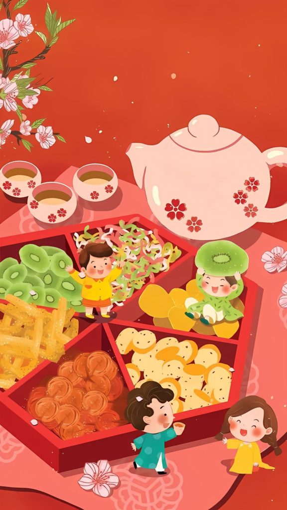 hình nền Tết với hoa mai và hoa đào